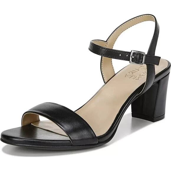 Naturalizer Women's Bristol Block Heel Sandals, Black Smooth Faux Leather, 7.5 M - Picture 2 of 4